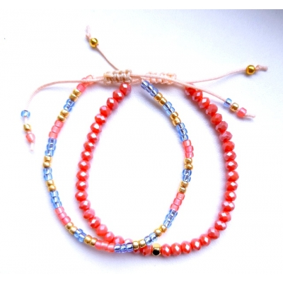 facet kraal setje licht rood/ goud/ blauw facet kraal setje licht rood/ goud/ blauw